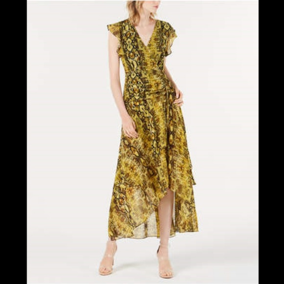 Bar III Ruched Python Printed Maxi Dress - Picture 5 of 6